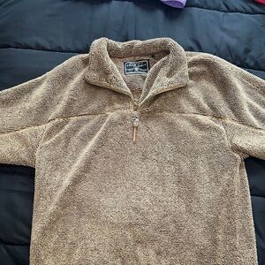 True Grit Tan Zip Up Sweater Fleece Textured